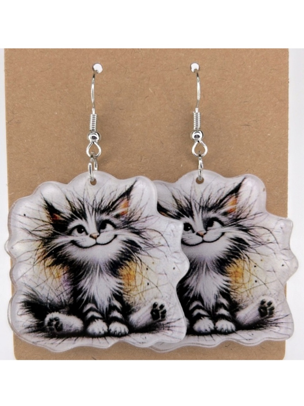 Cat Dangle Earrings 2D Acrylic Cartoon Fashion Jewelry